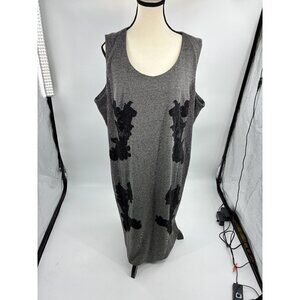 Catherines Womens Midi Dress Size 2X Gray Black Floral Sleeveless Plus Size